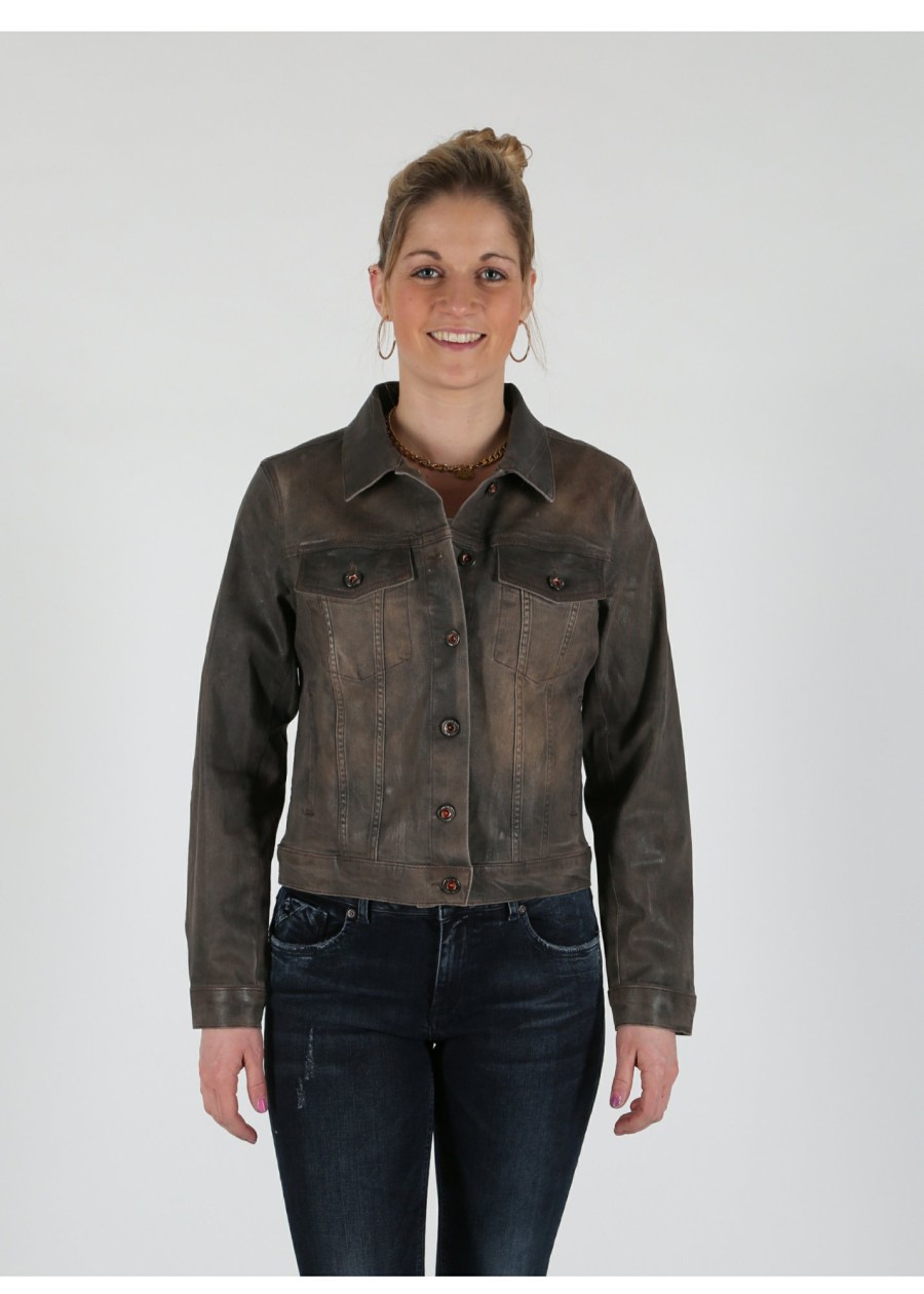 Damen MIRACLE OF DENIM | Jane Jacket / Jeans Jacke Damenin Bentos Brown Coated