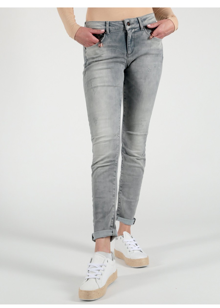 Damen MIRACLE OF DENIM | Eva Skinny Jeans / Skinny Fit Jeansin Kanvas Grey