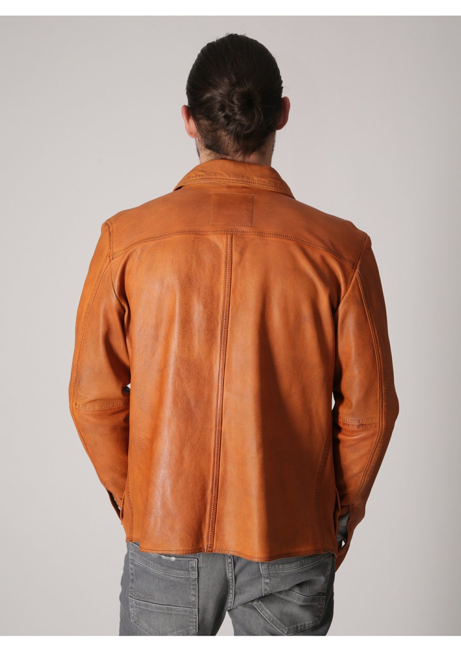 Herren MIRACLE OF DENIM | Lederjacke / Lederjackein Cognac