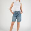 Damen MIRACLE OF DENIM | Indie Bermuda Shorts / Paperbag Hose Shortsin Beton Blue