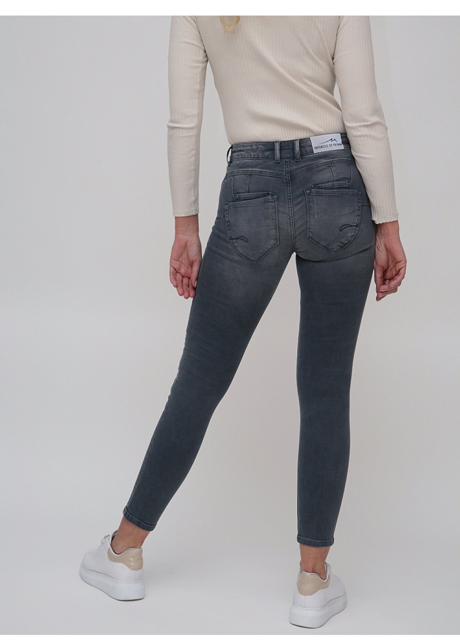 Damen MIRACLE OF DENIM | Ellen Skinny Jeans / Skinny Fit Jeans Im 5-Pocket-Stylein Tura Grey