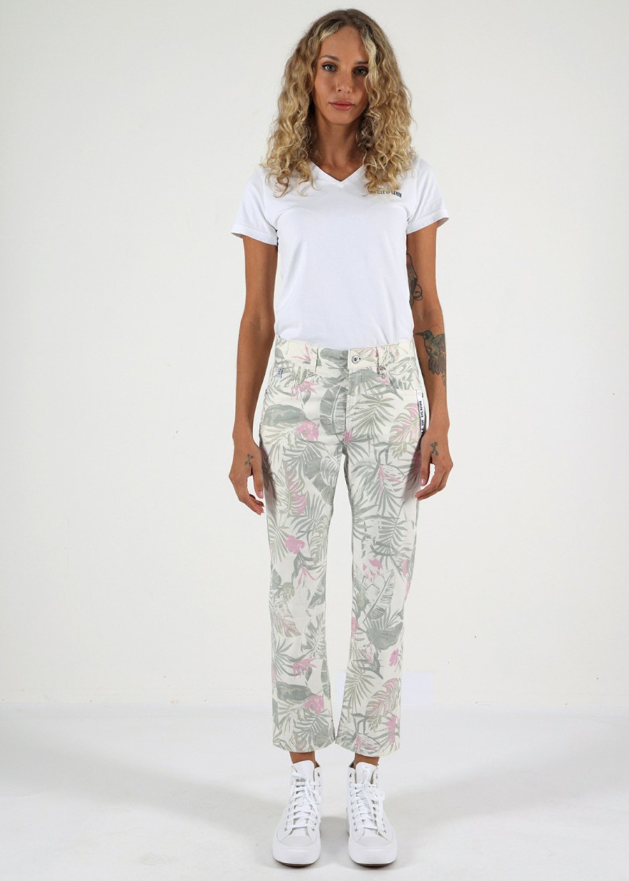 Damen MIRACLE OF DENIM | Daisy Comfort Straight / Jeansin Tropical Print