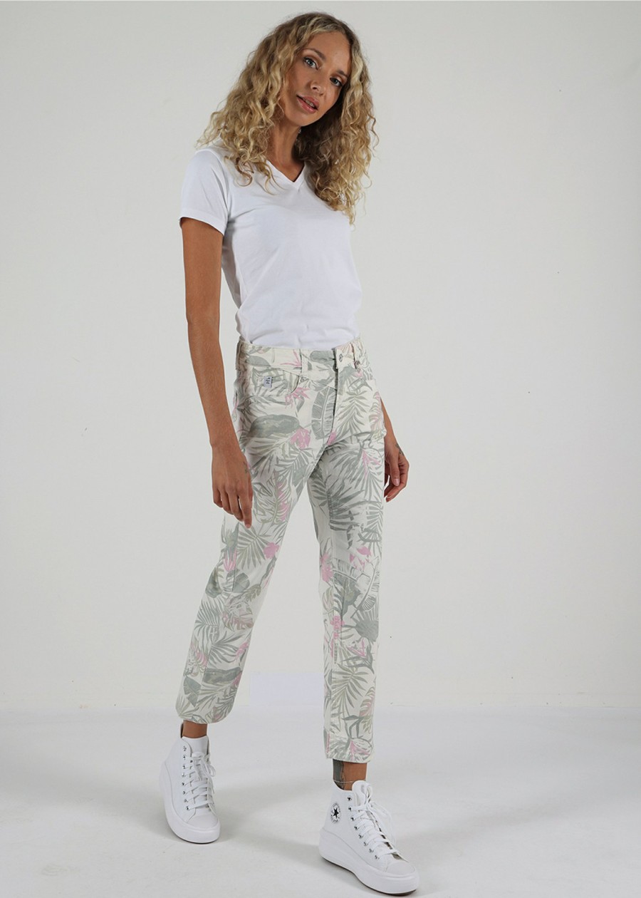 Damen MIRACLE OF DENIM | Daisy Comfort Straight / Jeansin Tropical Print