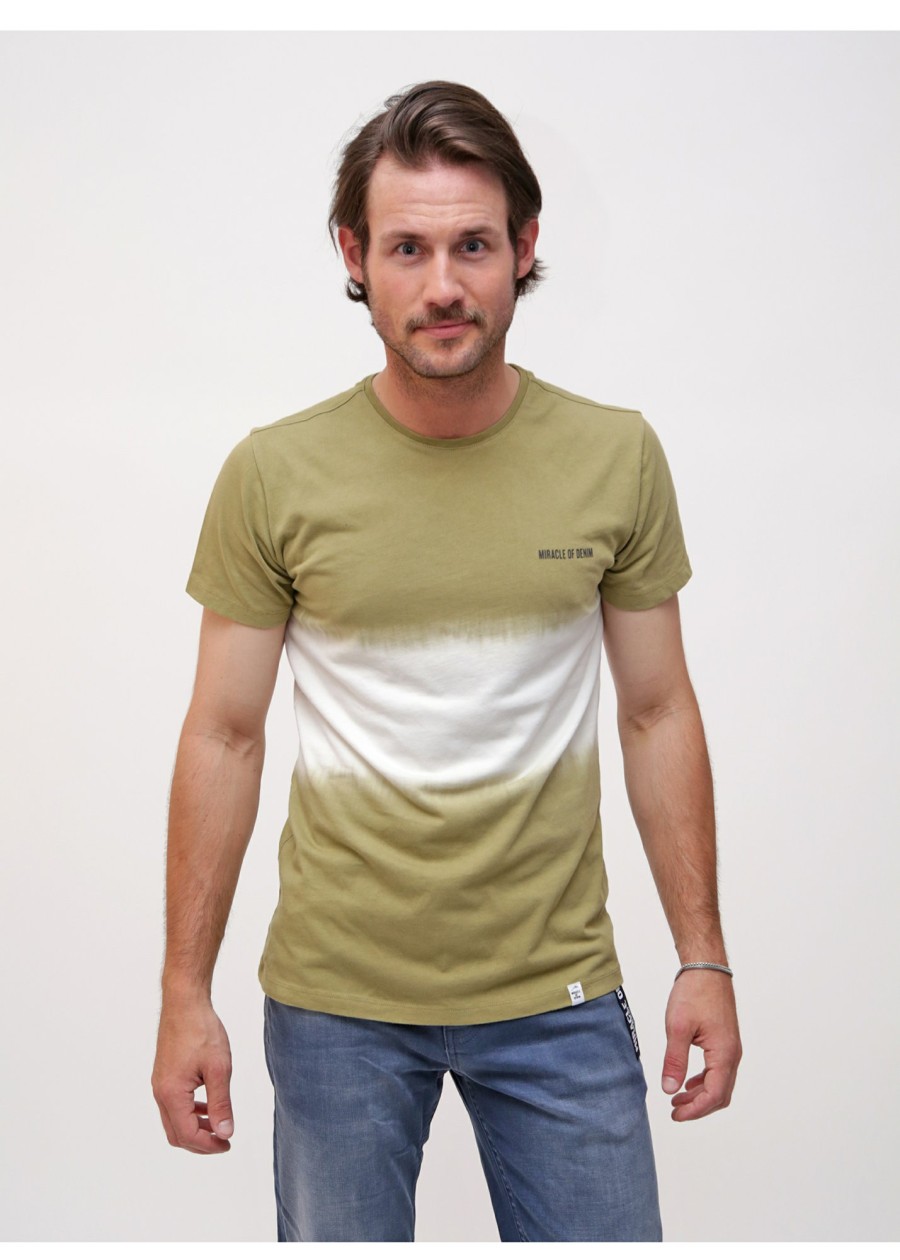 Herren MIRACLE OF DENIM | T-Shirt / Rundhals T-Shirtin Olive Dip Dye