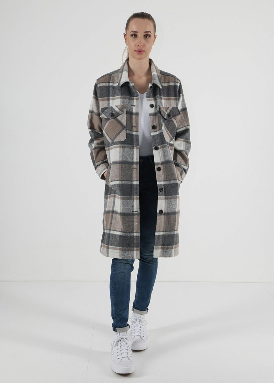 Damen MIRACLE OF DENIM | Au23-Bl305 / Hemdjackein Beige Grey Check