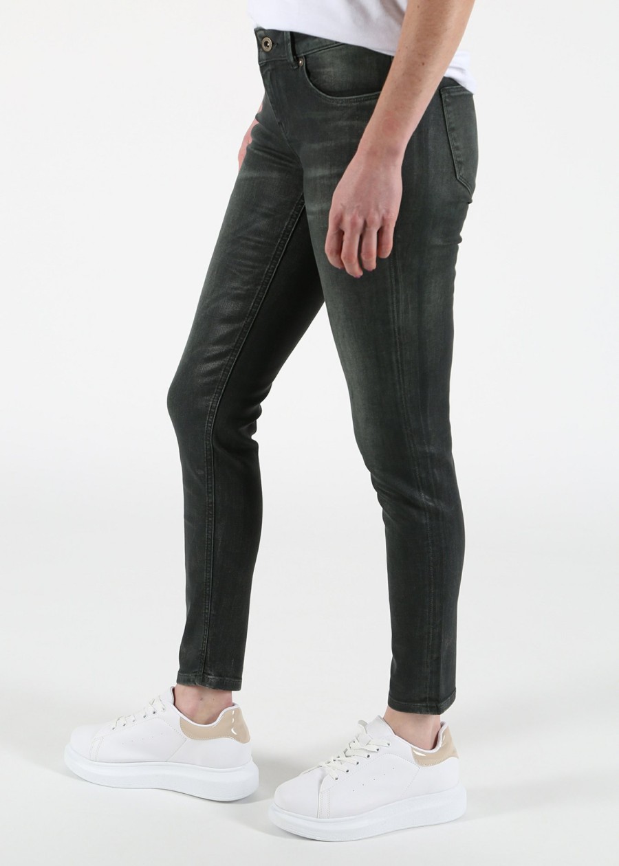 Damen MIRACLE OF DENIM | Sina Skinny / Skinny Fit Jeansin Green Coated