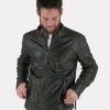 Herren MIRACLE OF DENIM | Lederjacke Herren / Lederjackein Charcoal