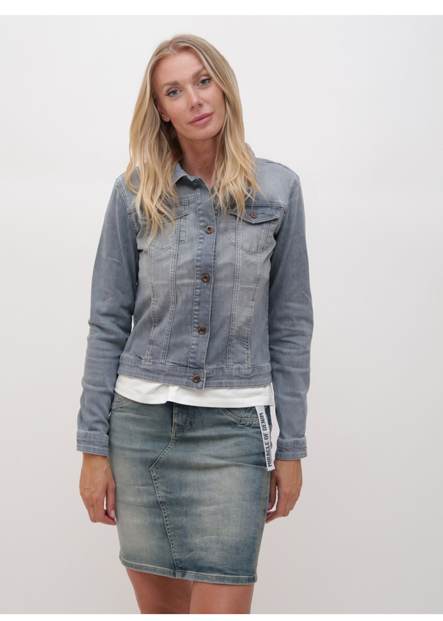 Damen MIRACLE OF DENIM | Jane Jeans Jacke / Jeans Jackein Hippo Grey