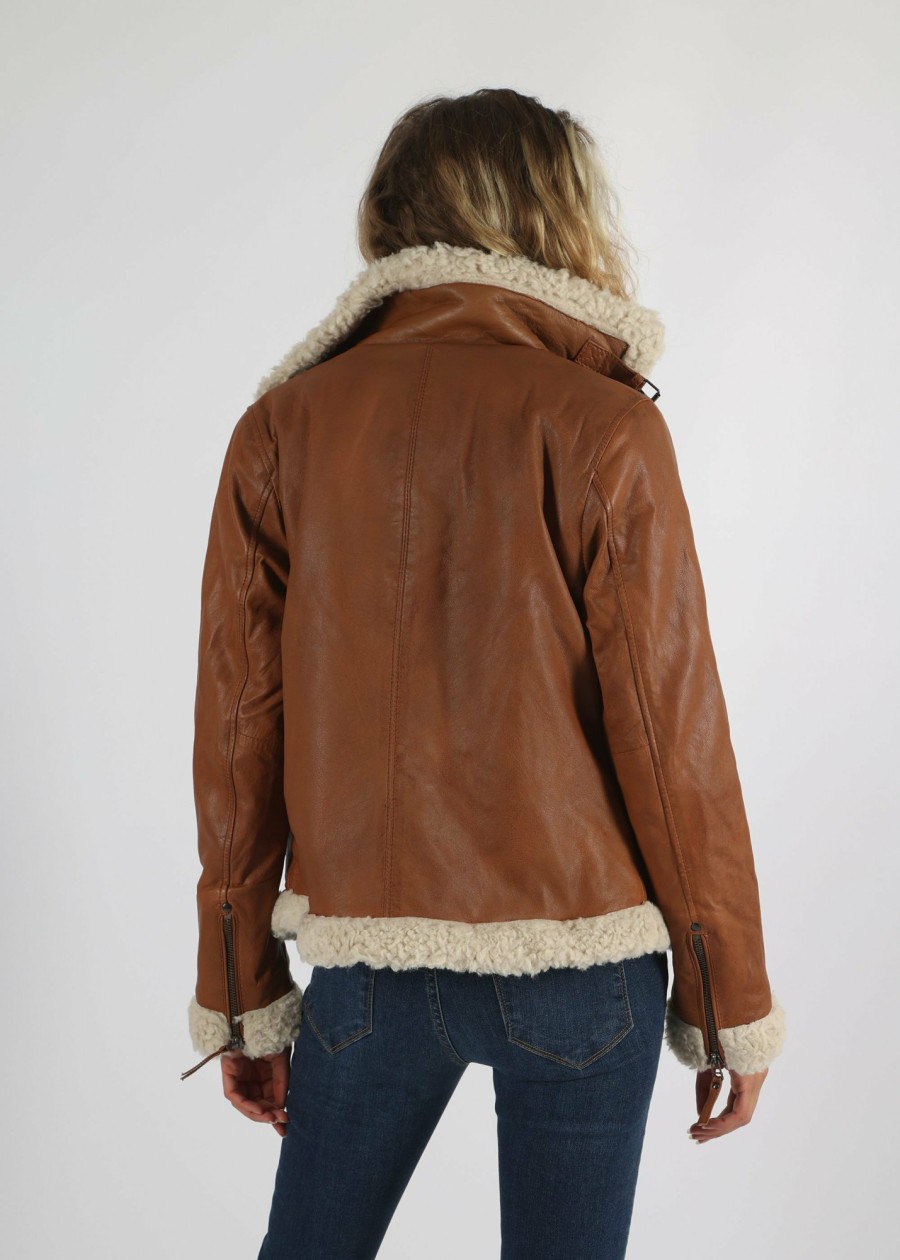 Damen MIRACLE OF DENIM | Au23-Lj108 / Lederjackein Cognac