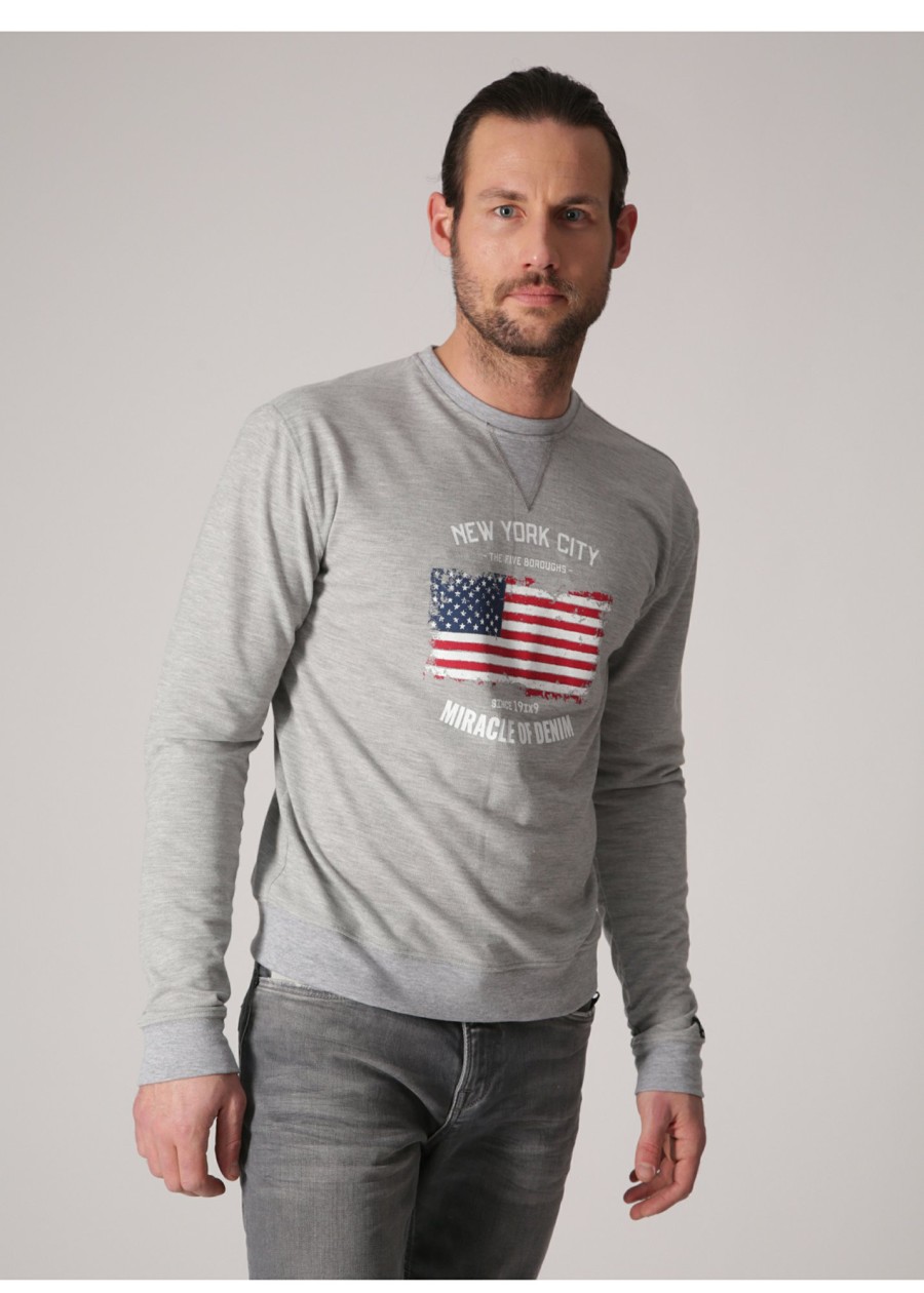 Herren MIRACLE OF DENIM | Longsleeve / Longsleevein Light Grey